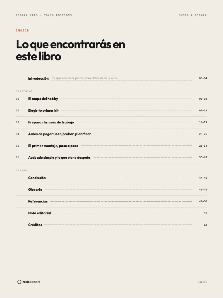 Índice real del e-book Escala Cero
